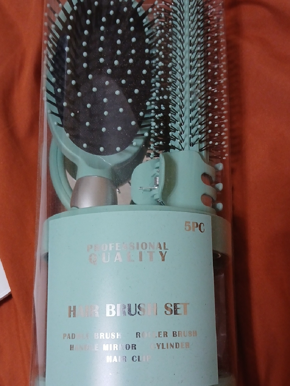 5PC Mint Green Hair Brush Set